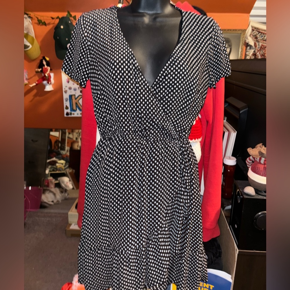 Extra Small Blue Rain Short Polka Dot Floral Dress